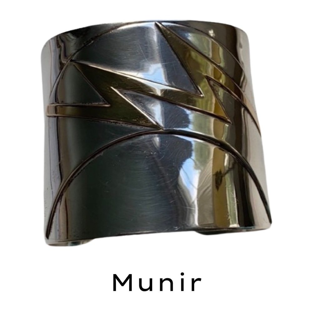 Vintage sterling silver & 14k gold Munir cuff
